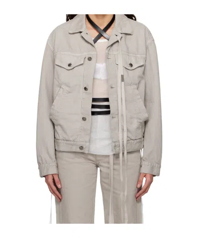 Ann Demeulemeester Marthe Button Denim Coat In Gray