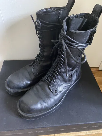 Pre-owned Ann Demeulemeester Maxim Combat Boots Leather 40 Black