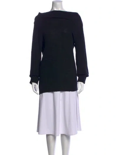 Pre-owned Ann Demeulemeester Merino Wool Off-the-shoulder Sweater In Black