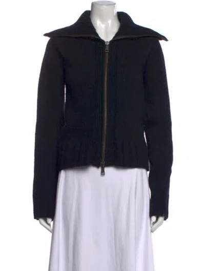 Pre-owned Ann Demeulemeester Merino Wool Open Front Sweater In Black