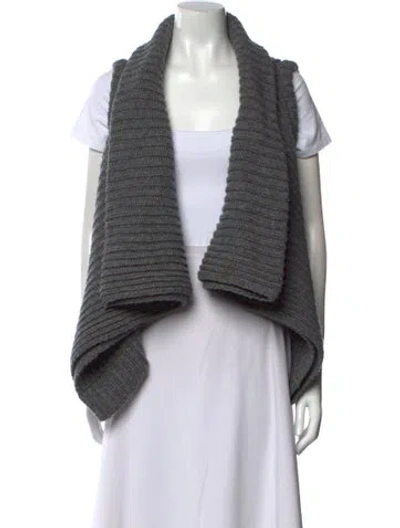 Pre-owned Ann Demeulemeester Merino Wool Open Front Sweater In Gray