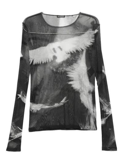 Ann Demeulemeester Mesh Graphic-print T-shirt In Multi