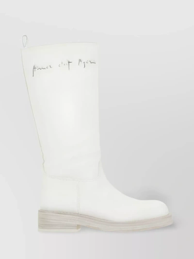 Ann Demeulemeester Mid-calf Boots With Round Toe And Heel Pull Tab In White