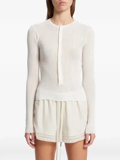Ann Demeulemeester Miep Ribbed-knit Long-sleeve Sweater In White