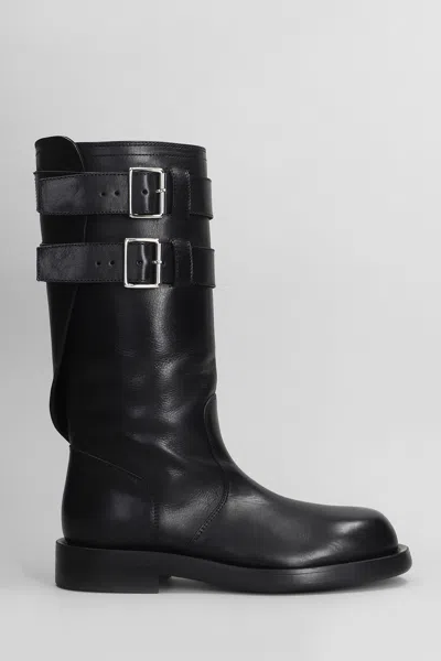 Ann Demeulemeester Milan Low Heels Boots In Black Leather