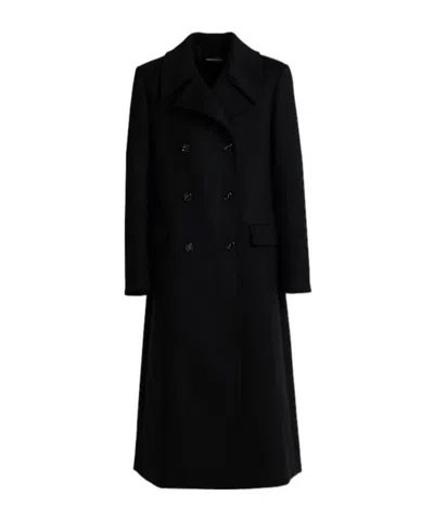 Ann Demeulemeester Miles Long Double Breast Wool Blend Coat In Black