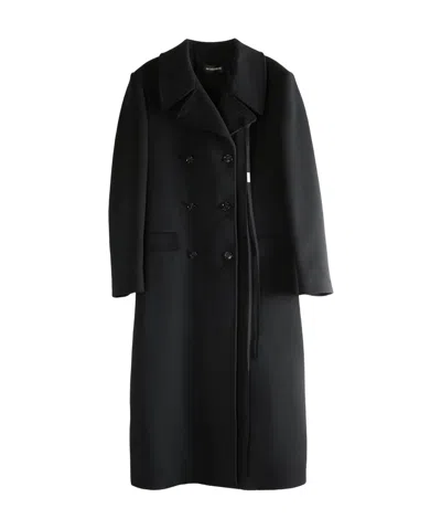 Ann Demeulemeester Miles Long Fitted Double Breasted Coat In Black