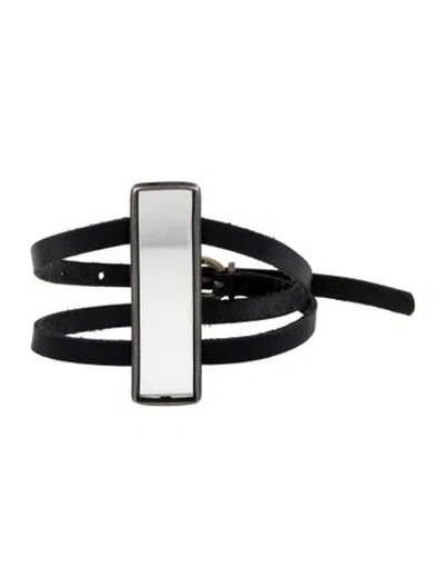 Pre-owned Ann Demeulemeester Mirror & Leather Charm Wrap Bracelet, 7.5" In Multicolor