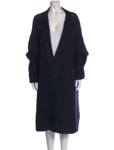 Pre-owned Ann Demeulemeester Mohair Open Front Sweater In Blue