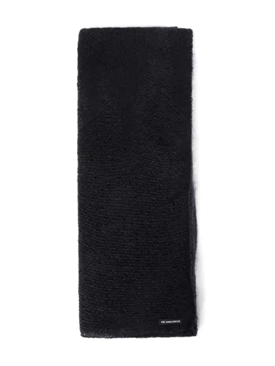 Ann Demeulemeester Mohair-silk Jacquard-knit Scarf In Black