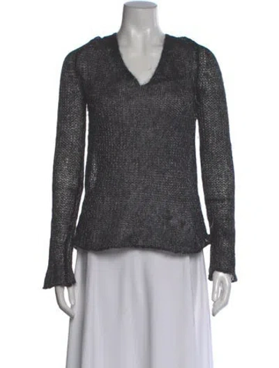 Pre-owned Ann Demeulemeester Mohair V-neck Sweater In Gray