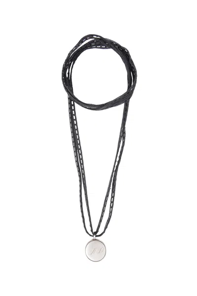 Ann Demeulemeester Monogram Lace Necklace In Black