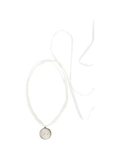 Ann Demeulemeester Monogram Pendant Necklace In White