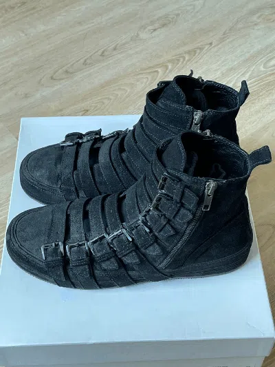 Pre-owned Ann Demeulemeester Multi Buckle Hi-top Sneaker In Black