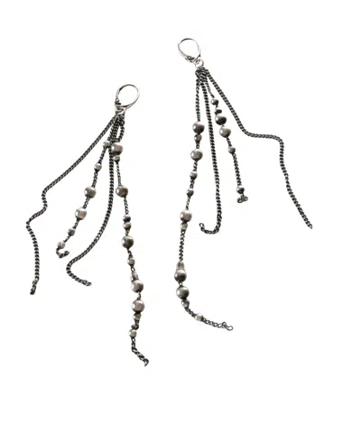 Ann Demeulemeester Multi-chain Earrings In Gray