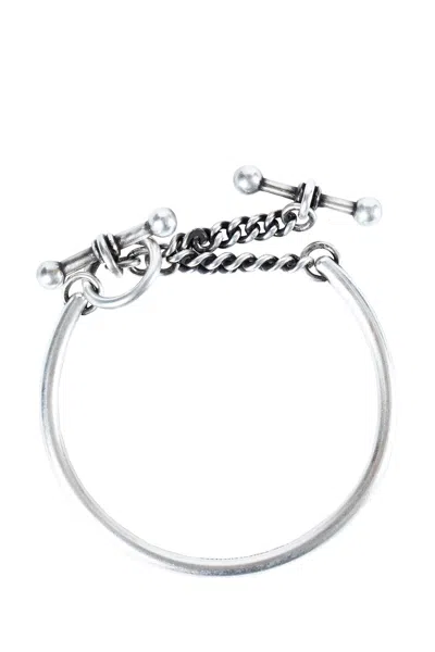 Ann Demeulemeester Naemi Slim Bracelet With Chain In Metallic