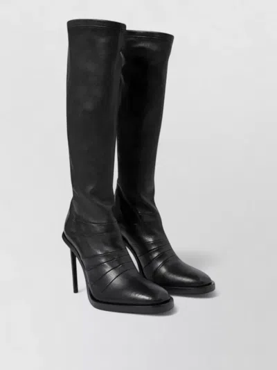 Ann Demeulemeester Nappa Stretch High Heel Knee Boots In Black