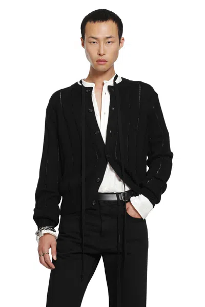 Ann Demeulemeester Natel Brushed Rib Cardigan In Black