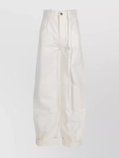 ANN DEMEULEMEESTER NATURAL WASH COT HIGH WAIST TROUSERS
