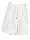 Ann Demeulemeester Jess Pleated Shorts Cotton Twill In White