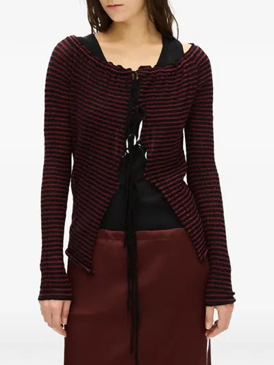 Ann Demeulemeester Nelle Striped Tie-fastening Cardigan In Multi