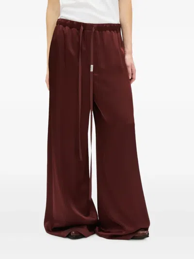 Ann Demeulemeester Nevi Satin Drawstring Trousers In Brown