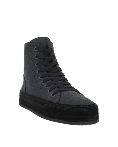 Pre-owned Ann Demeulemeester Nib $973 Raven Denim High Tops Shoes In Black