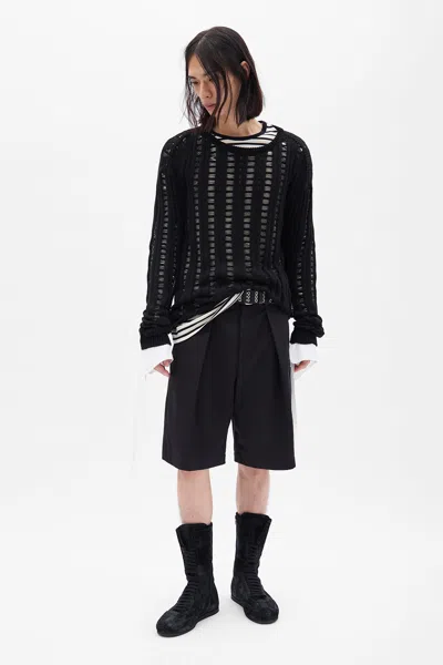 Ann Demeulemeester Noralft Wide Leg Pleated Shorts In Black