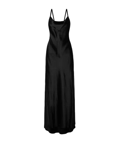 Ann Demeulemeester Nura Layered Draped Crepe-trimmed Satin Maxi Dress In Black