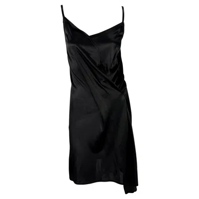 Pre-owned Ann Demeulemeester Nwt 1990s  Black Viscose Asymmetric Wrap-style Dress 38bel