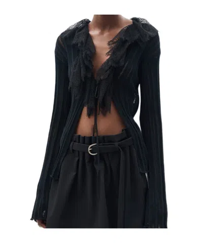 Ann Demeulemeester Nya Open Rib Fitted Cardigan In Black
