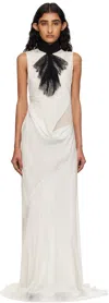 Ann Demeulemeester Off-white Leah Long Asymmetric Sleeveless Maxi Dress In White