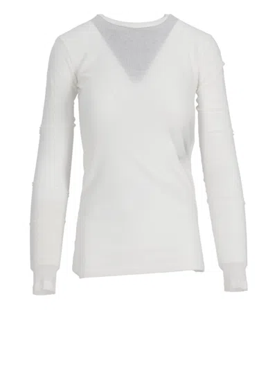 ANN DEMEULEMEESTER OFF WHITE LONG SLEEVES T-SHIRT