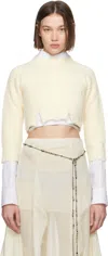 Ann Demeulemeester Off-white Thordis Cropped Sweater In 003 Ivory