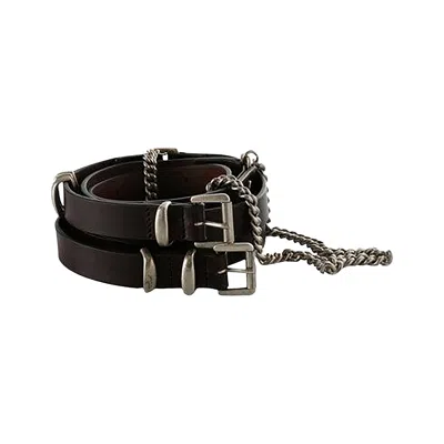 Pre-owned Ann Demeulemeester Oily Calf Skin Luen 4cm Multi Belt 'drak Brown' | Women's Size 80