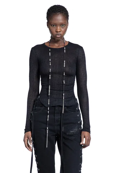 Ann Demeulemeester Oke Long Sleeve Crop Top In Blue