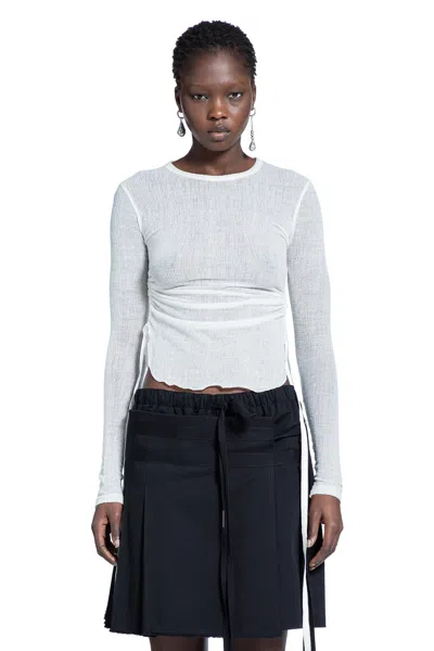 Ann Demeulemeester Oke Long Sleeve Crop Top In White