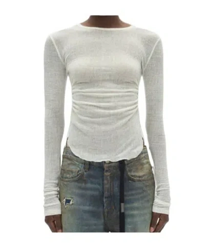 Ann Demeulemeester Oke Long Sleeve Crop Top In White