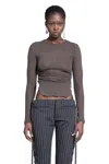 Ann Demeulemeester Oke Top A Maniche Lunghe Corto In Brown