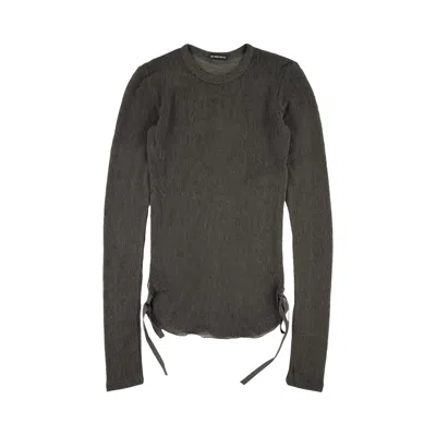 Pre-owned Ann Demeulemeester Oke Wrinkled Cropped Long-sleeve Top 'beaver' | Grey | Women's Size Xs In Gray