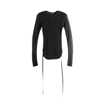 Pre-owned Ann Demeulemeester Oke Wrinkled Cropped Long-sleeve Top 'black' | Women's Size M