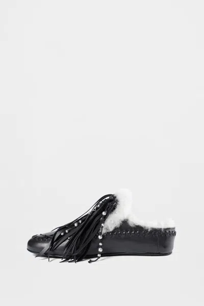 ANN DEMEULEMEESTER OLAI SOFT FRINGE MULES