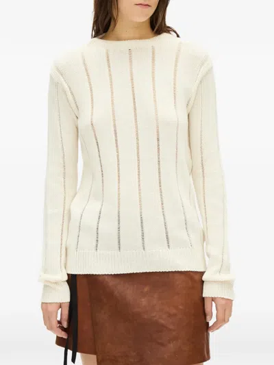 Ann Demeulemeester Pullover Mit Lochstrickmuster In White