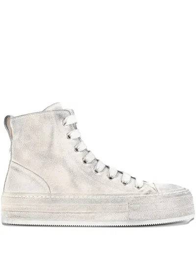Ann Demeulemeester Orvo Lace-up Suede Sneakers In White