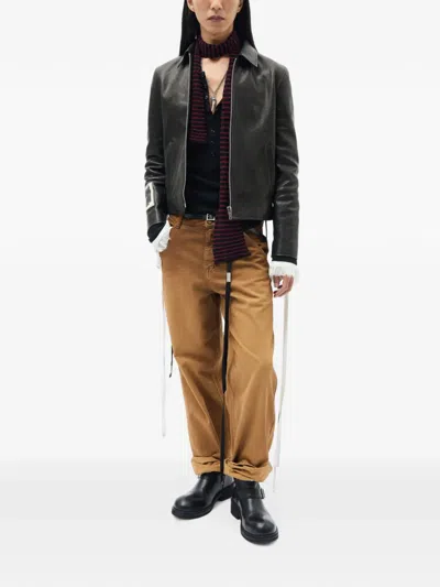 Ann Demeulemeester Osa Striped Crepe-knit Scarf In Yellow
