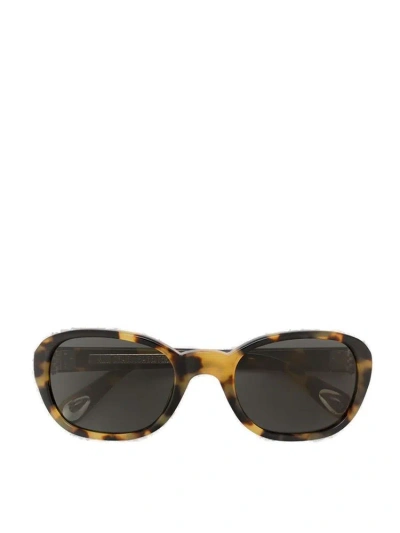 Ann Demeulemeester Oval Frame Sunglasses In Brown