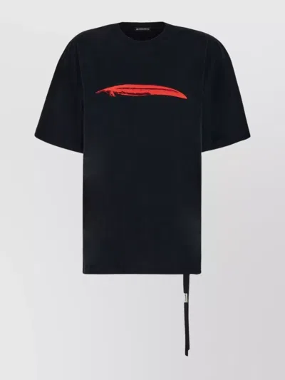 ANN DEMEULEMEESTER OVERSIZE COTTON T-SHIRT CONTRASTING PRINT