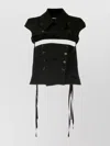 Ann Demeulemeester Oversized Collar Cap Sleeve Top With Pendant Tassel In Black