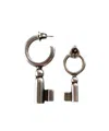 Ann Demeulemeester Pair Foka Key Earrings In Silver