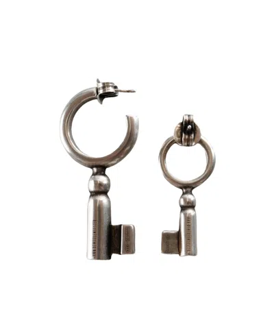 Ann Demeulemeester Pair Foka Key Earrings In Silver